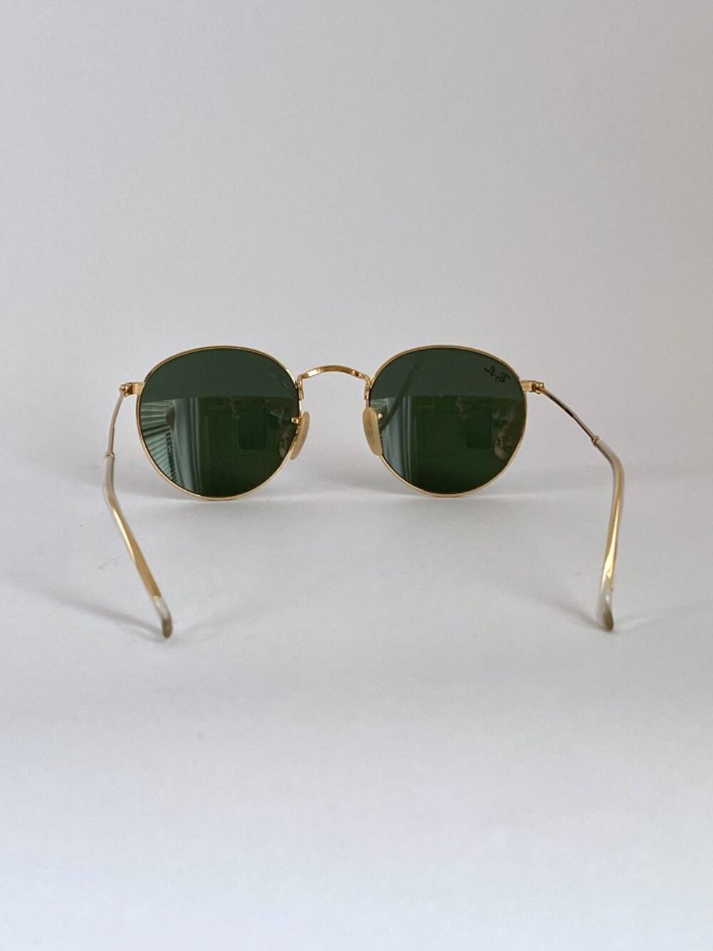 Ray-Ban Round Metal Sunglasses | Gold Frame + Black Green G-15 Lens - Picture 7 of 11